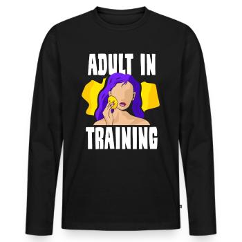 Adult In Education Adult Birthday - Men's Premium Organic Long Sleeve Shirt - black - Front - Nico (187cm)