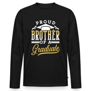 Fier frère d’un diplômé diplômé - T-shirt manches longues Premium bio Homme - noir - Devant - Nico (187cm)