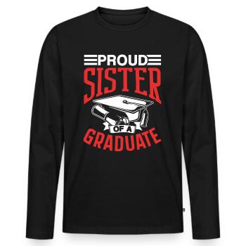 Fière sœur d’un diplômé diplômé - T-shirt manches longues Premium bio Homme - noir - Devant - Nico (187cm)