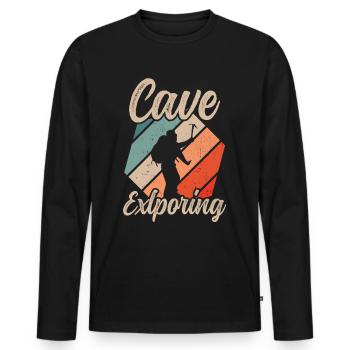 Höhle Erforschen Caving Höhlenwandern Cave - Männer Premium Bio Langarmshirt - Schwarz - Vorne - Nico (187cm)