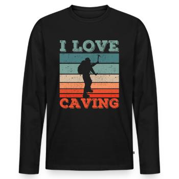 I love caving caving caving - Men's Premium Organic Long Sleeve Shirt - black - Front - Nico (187cm)