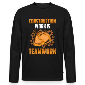 Les travaux de construction sont un travail d’équipe Construction Travail d’équipe Chantier de construction - T-shirt manches longues Premium bio Homme - noir - Devant - Nico (187cm)