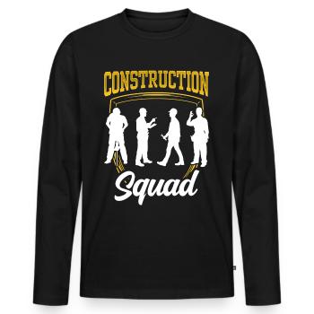 Équipe de construction Travail d’équipe Chantier de construction Ouvrier de construction Équipe de construction - T-shirt manches longues Premium bio Homme - noir - Devant - Nico (187cm)