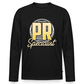 PR Spezialist Job Public Relations Beruf - Männer Premium Bio Langarmshirt - Schwarz - Vorne - Nico (187cm)