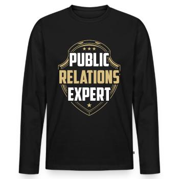 Public Relations Experte Job PR Beruf - Männer Premium Bio Langarmshirt - Schwarz - Vorne - Nico (187cm)