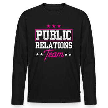 Team Öffentlichkeitsarbeit Job PR Public Relations - Men's Premium Organic Long Sleeve Shirt - black - Front - Nico (187cm)