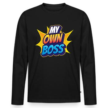 Mon propre patron Freelance freelance - T-shirt manches longues Premium bio Homme - noir - Devant - Nico (187cm)