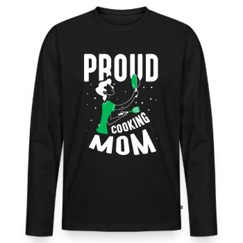 Fière cuisine Mère cuisinière Cuisinière Cuisine Maman - T-shirt manches longues Premium bio Homme - noir - Devant - Nico (187cm)