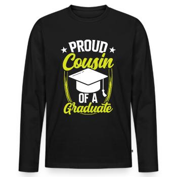 Fier cousin d’un diplômé diplômé - T-shirt manches longues Premium bio Homme - noir - Devant - Nico (187cm)