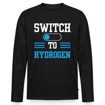 Passage à l’hydrogène Hydrogène Énergie - T-shirt manches longues Premium bio Homme - noir - Devant - Nico (187cm)