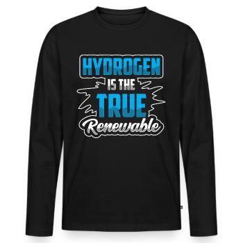 Wasserstoff Ist Die Wahre Erneuerbare Energie - Männer Premium Bio Langarmshirt - Schwarz - Vorne - Nico (187cm)