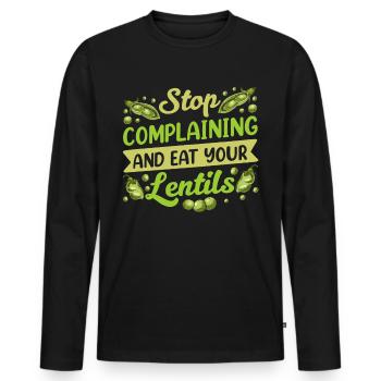 Stop Whining And Eat Your Lens Lens - Men's Premium Organic Long Sleeve Shirt - black - Front - Nico (187cm)