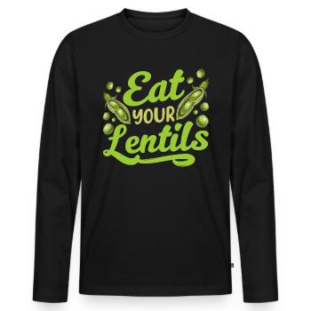Iss Deine Linsen Linsensuppe Essen Linse - Männer Premium Bio Langarmshirt - Schwarz - Vorne - Nico (187cm)