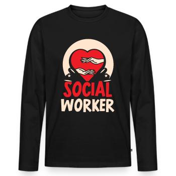 Travailleur social Travailleur social Profession de travailleur social - T-shirt manches longues Premium bio Homme - noir - Devant - Nico (187cm)