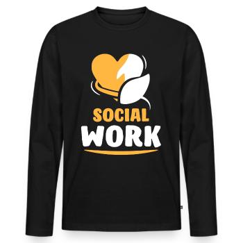 Travail social Profession Travailleur social Travail social - T-shirt manches longues Premium bio Homme - noir - Devant - Nico (187cm)
