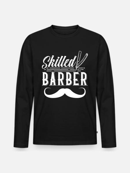 Trained Barber Barber Barber Barbershop - Men's Premium Organic Long Sleeve Shirt - black