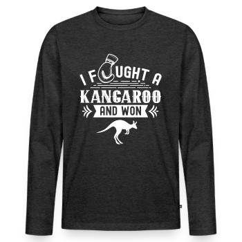 Je me suis battu avec un kangourou kangourou - T-shirt manches longues Premium bio Homme - anthracite chiné - Devant - Nico (187cm)