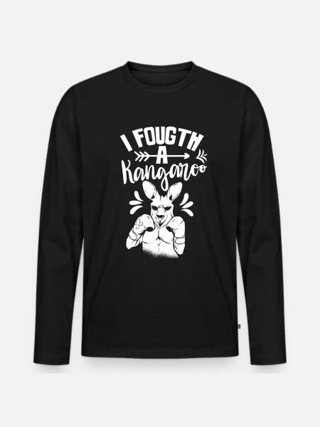 I Fought With A Kangaroo Kangaroo Animal - Men's Premium Organic Long Sleeve Shirt - black