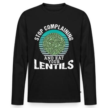 Stop Whining And Eat Your Lens Lens - Men's Premium Organic Long Sleeve Shirt - black - Front - Nico (187cm)