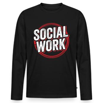 Travail social Travailleur social Profession Travail social - T-shirt manches longues Premium bio Homme - noir - Devant - Nico (187cm)