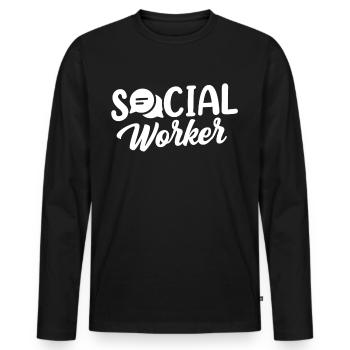 Travailleur social Profession Travailleur social Travail social - T-shirt manches longues Premium bio Homme - noir - Devant - Nico (187cm)