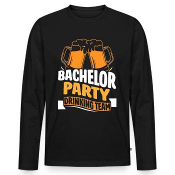 Enterrement de vie de garçon Équipe Boire Équipe Mariée - T-shirt manches longues Premium bio Homme - noir - Devant - Nico (187cm)