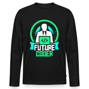 Zukünftiger Coder Coding Programmierer Code - Männer Premium Bio Langarmshirt - Schwarz - Vorne - Nico (187cm)