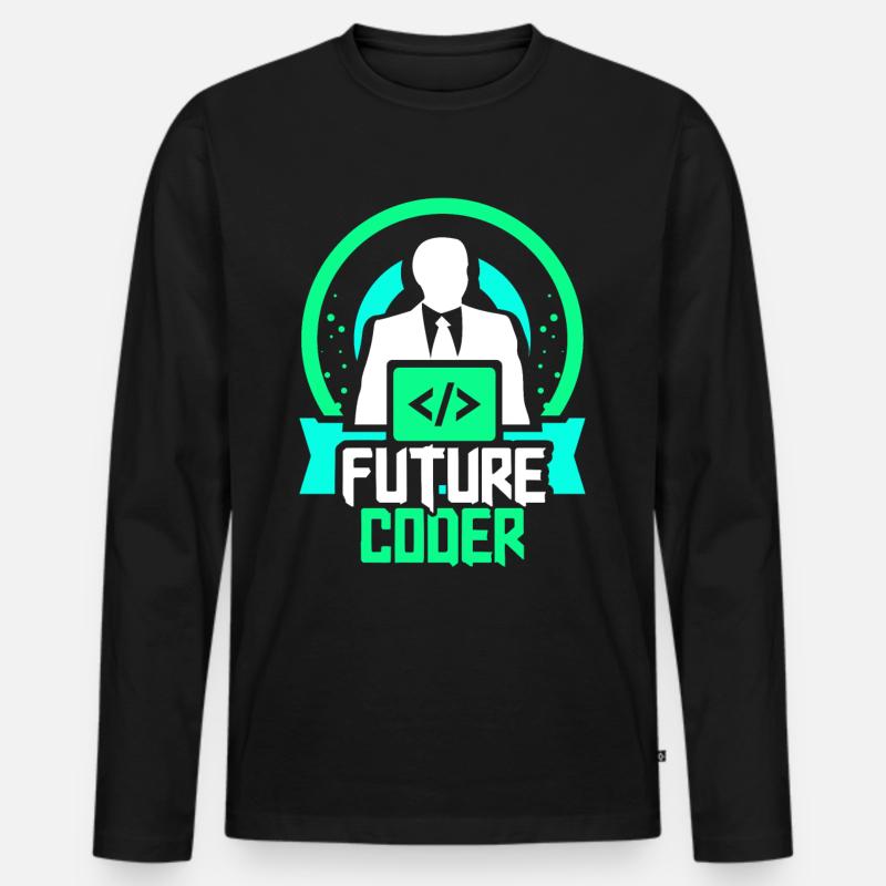 Zukünftiger Coder Coding Programmierer Code - Männer Premium Bio Langarmshirt - Schwarz