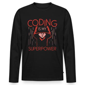 Coding Ist Meine Superkraft Programmierer Coder - Männer Premium Bio Langarmshirt - Schwarz - Vorne - Nico (187cm)