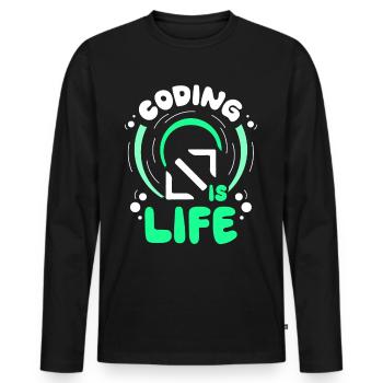 Coding Is Life Code Coder Programmer - Men's Premium Organic Long Sleeve Shirt - black - Front - Nico (187cm)