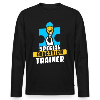 Formateur en éducation de l’enfance en difficulté Enseignant en éducation de l’enfance en difficulté - T-shirt manches longues Premium bio Homme - noir - Devant - Nico (187cm)