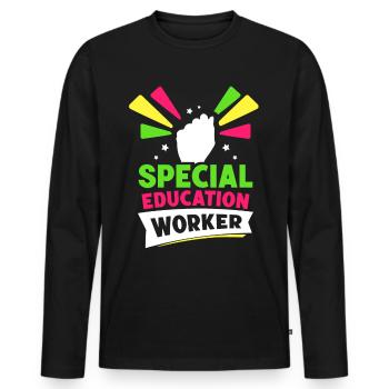 Travailleurs de l’enfance en difficulté Enseignants de l’enfance en difficulté - T-shirt manches longues Premium bio Homme - noir - Devant - Nico (187cm)