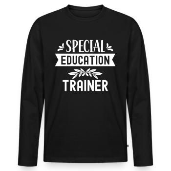 Formateur en éducation de l’enfance en difficulté Enseignant en éducation de l’enfance en difficulté - T-shirt manches longues Premium bio Homme - noir - Devant - Nico (187cm)