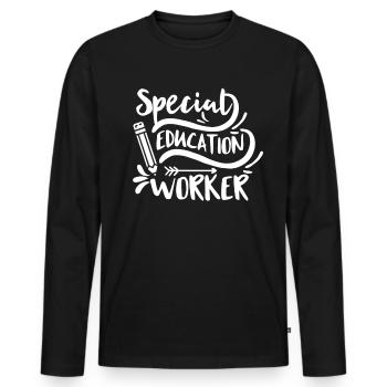 Travailleurs de l’enfance en difficulté Enseignants de l’enfance en difficulté - T-shirt manches longues Premium bio Homme - noir - Devant - Nico (187cm)