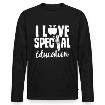 J’adore les enseignants en éducation spécialisée en éducation spécialisée - T-shirt manches longues Premium bio Homme - noir - Devant - Nico (187cm)