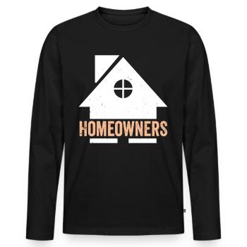 Propriétaire Maison Propriétaire Maison Propriétaire Maison - T-shirt manches longues Premium bio Homme - noir - Devant - Nico (187cm)