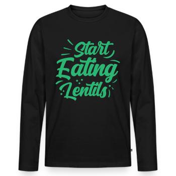 Start eating lentils lentil soup lentil - Men's Premium Organic Long Sleeve Shirt - black - Front - Nico (187cm)