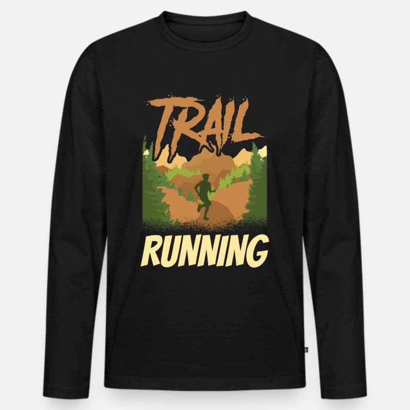 Trail Running Rennen Traillauf Runner - Männer Premium Bio Langarmshirt - Schwarz
