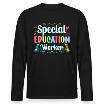 Travailleurs de l’enfance en difficulté Enseignants de l’enfance en difficulté - T-shirt manches longues Premium bio Homme - noir - Devant - Nico (187cm)