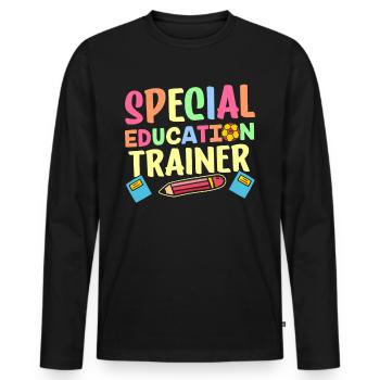 Formateur en éducation de l’enfance en difficulté Enseignant en éducation de l’enfance en difficulté - T-shirt manches longues Premium bio Homme - noir - Devant - Nico (187cm)