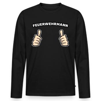 Feuerwehrmann Feuerwehr Geschenkidee - Männer Premium Bio Langarmshirt - Schwarz - Vorne - Nico (187cm)