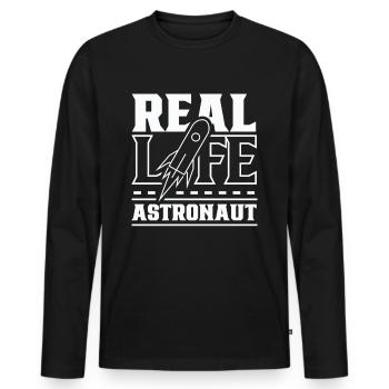 Real Life Astronaut Astronomy Space Rocket - Men's Premium Organic Long Sleeve Shirt - black - Front - Nico (187cm)