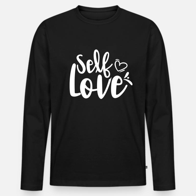 Selbstliebe Süß Positiv Eigenliebe - Männer Premium Bio Langarmshirt - Schwarz