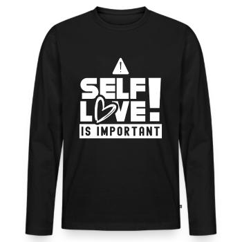 Self-love is important sweet Self-love positive - Men's Premium Organic Long Sleeve Shirt - black - Front - Nico (187cm)