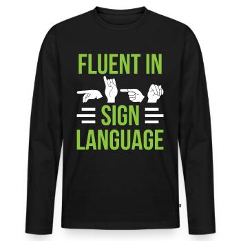Fließend In Gebärdensprache Awareness Gebärden - Männer Premium Bio Langarmshirt - Schwarz - Vorne - Nico (187cm)