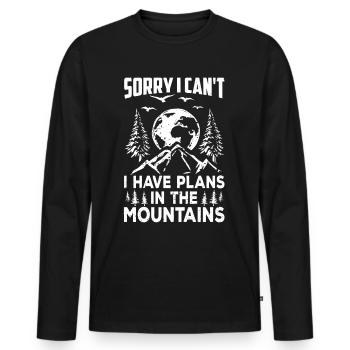 Je ne peux malheureusement pas j’ai des projets en montagne - T-shirt manches longues Premium bio Homme - noir - Devant - Nico (187cm)