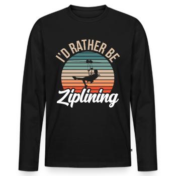 I'd Rather Be Ziplining Seilrutsche Zipline Sport - Männer Premium Bio Langarmshirt - Schwarz - Vorne - Nico (187cm)