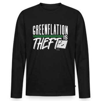 Greenflation is theft green energy inflation - Men's Premium Organic Long Sleeve Shirt - black - Front - Nico (187cm)