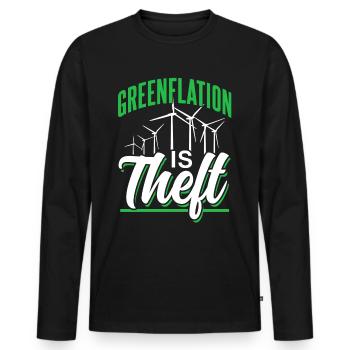Greenflation is theft inflation energy green - Men's Premium Organic Long Sleeve Shirt - black - Front - Nico (187cm)