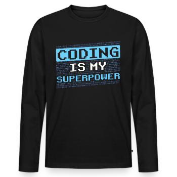 Coding Ist Meine Superkraft Coder Programmierer - Männer Premium Bio Langarmshirt - Schwarz - Vorne - Nico (187cm)
